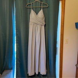 A-Line V-neck Floor-Length Chiffon Bridesmaid Dress With Ruffle #206464